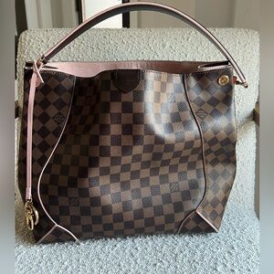 Authentic LOUIS VUITTON Damier Ebene Caissa Hobo Rose Ballerine